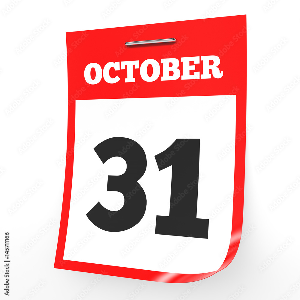 October 31. Calendar on white background. October 31. Calendar on white background.