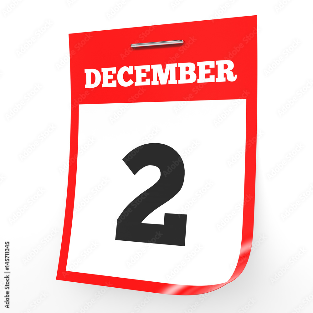 December 2. Calendar on white background. December 2. Calendar on white background.