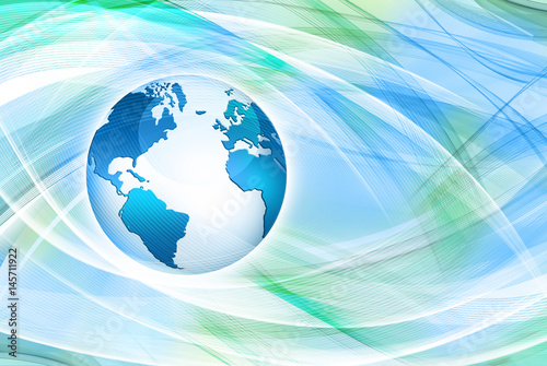 Best Internet Concept of global business. Globe, glowing lines on technological background. Wi-Fi, rays, symbols Internet, 3D illustration