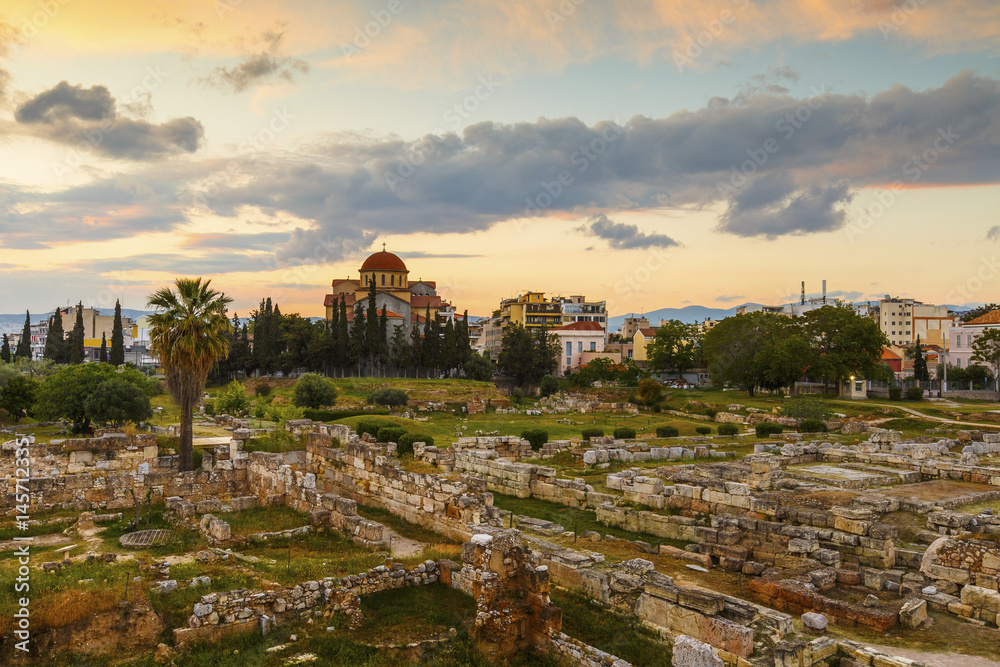 Archaeological site of Kerameikos on the edge of the old town of Athens, Greece. 
