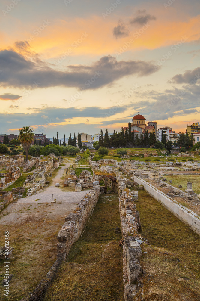 Archaeological site of Kerameikos on the edge of the old town of Athens, Greece. 
