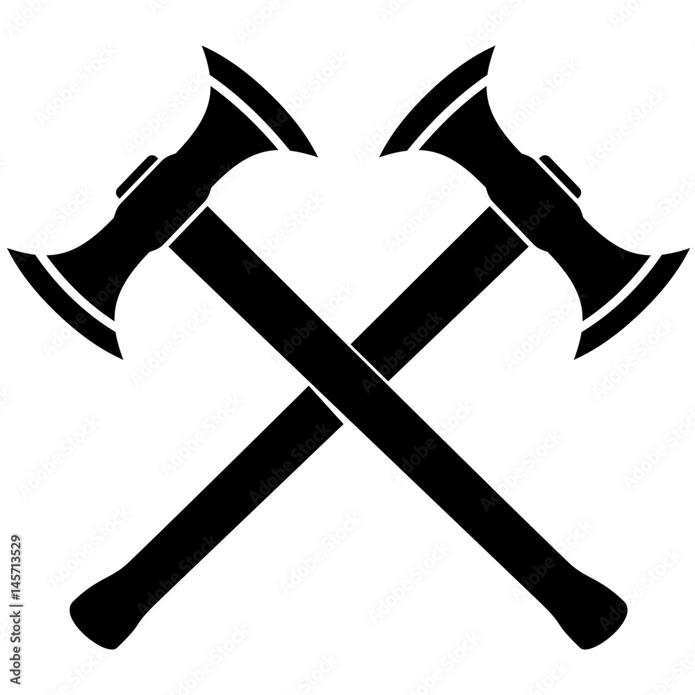 Silhouette of two crossed Medieval Battle Axes. vector illustration Silhouette of two crossed Medieval Battle Axes. vector illustration
