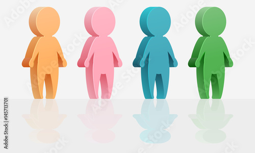 Colored stickman with reflection