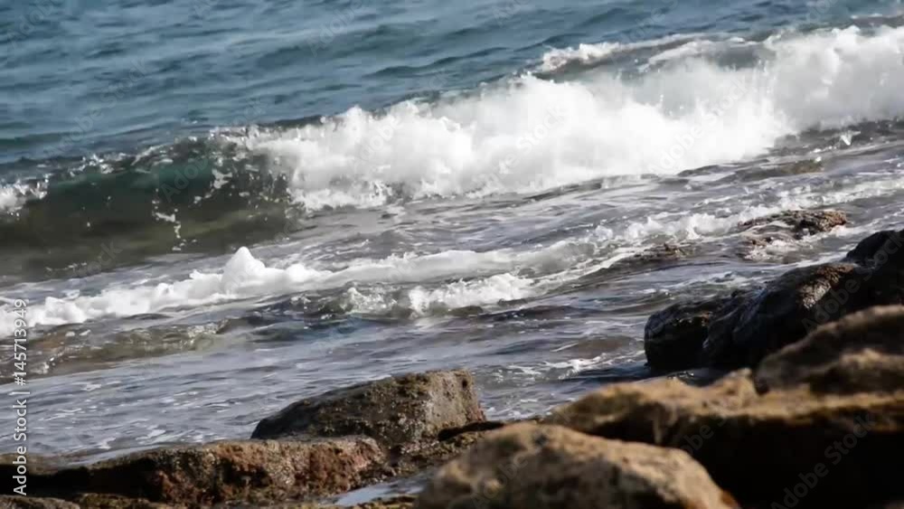 Seamless loop, Close up of waves crashing on rocks - Video HD Seamless loop, Close up of waves crashing on rocks - Video HD
