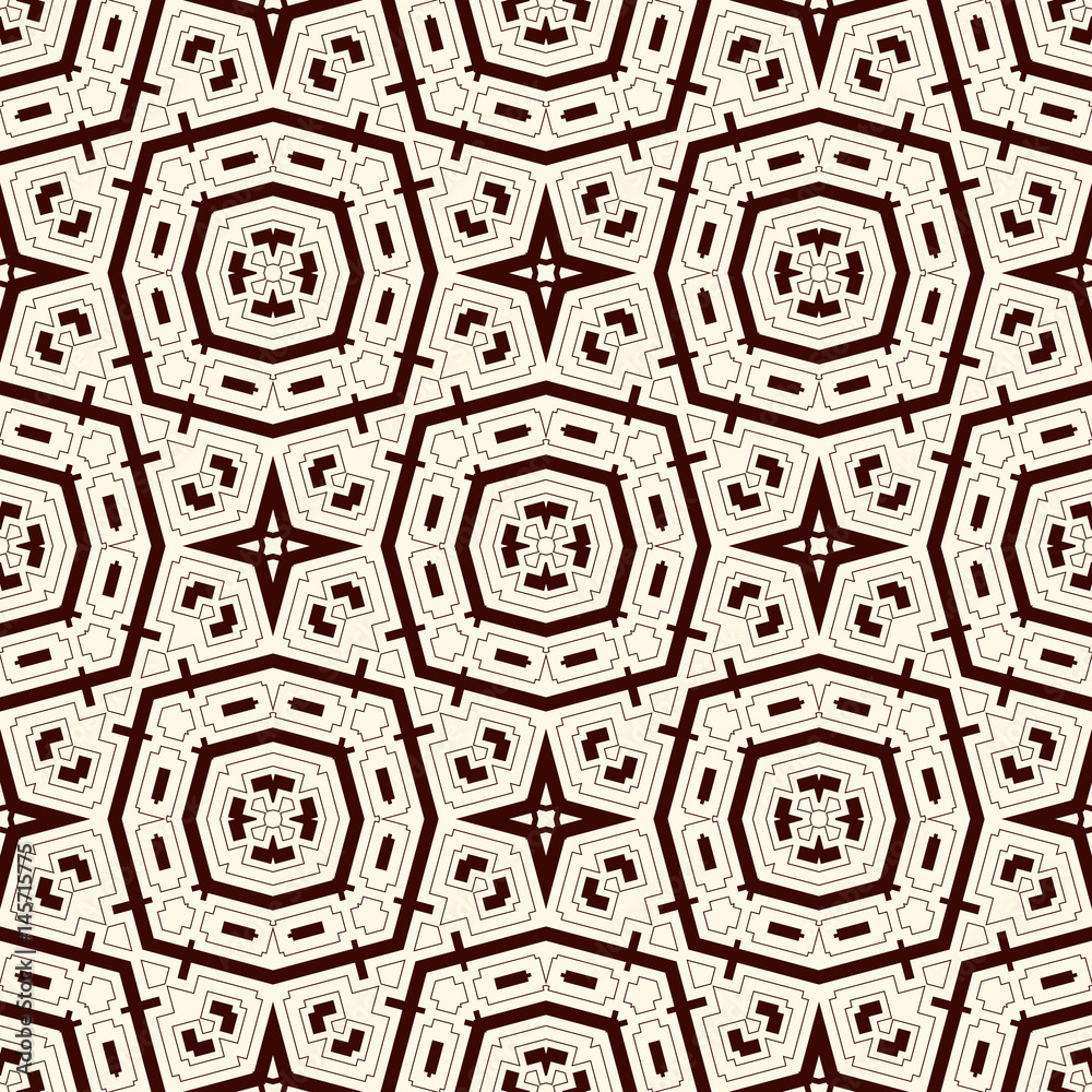 Outline ethnic abstract background. Seamless pattern with symmetric geometric ornament. Vector illustration Outline ethnic abstract background. Seamless pattern with symmetric geometric ornament. Vector illustration