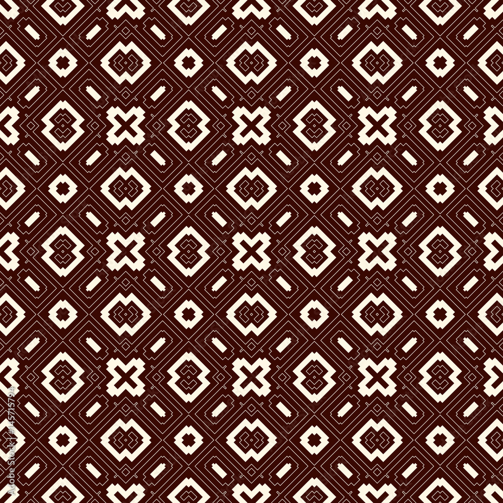 Outline seamless pattern with geometric ornament. Modern style background. Repeated figures wallpaper. Ethnic motif.