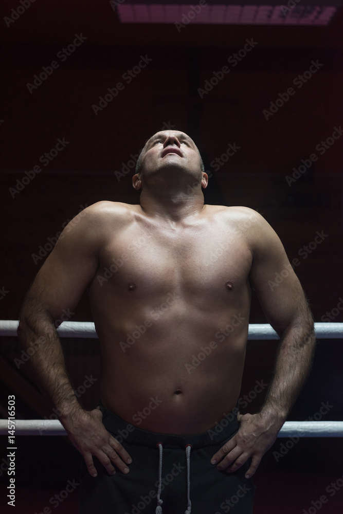Fototapeta premium portrait of muscular professional kickboxer