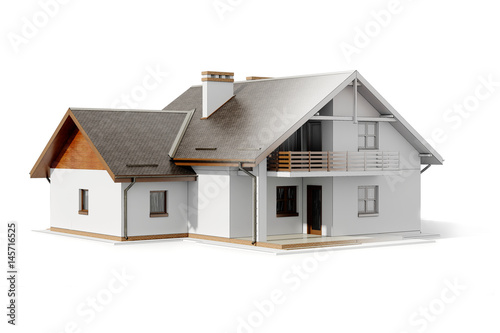 3d house plan on white background