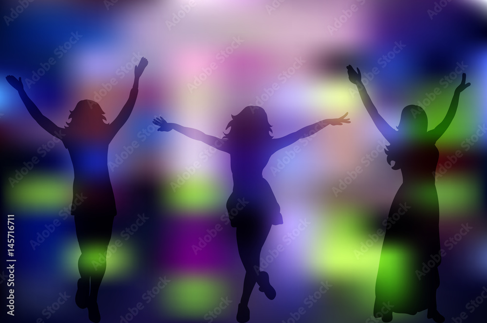 Fototapeta premium group of dancing people, silhouettes, dancing