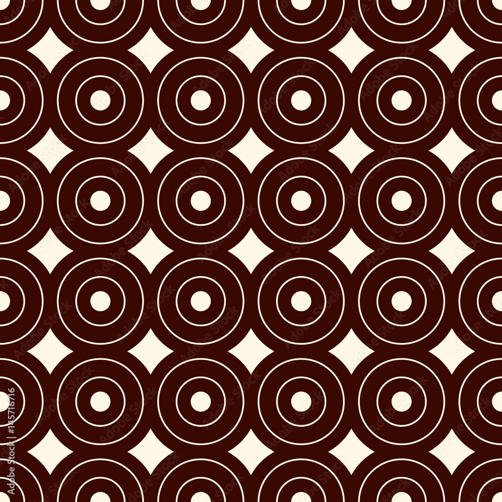 Fototapeta premium Outline seamless pattern with geometric figures. Repeated circles ornamental abstract background.