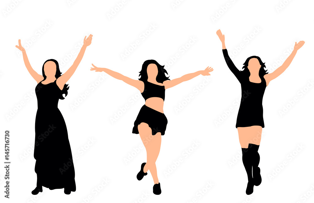 Illustration, vector, silhouette of dancing people