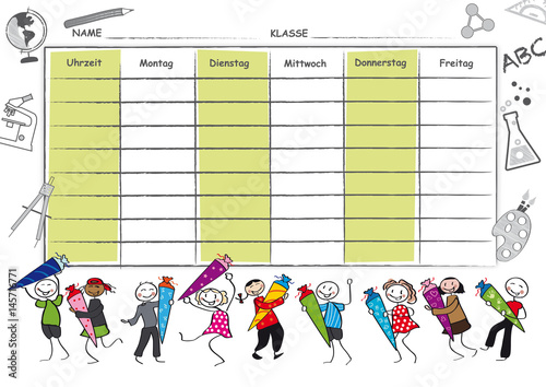Stundenplan zum ausdrucken - Vektor Illustrationen
