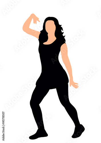 Silhouette of a young girl dancing, vector illustration, dance