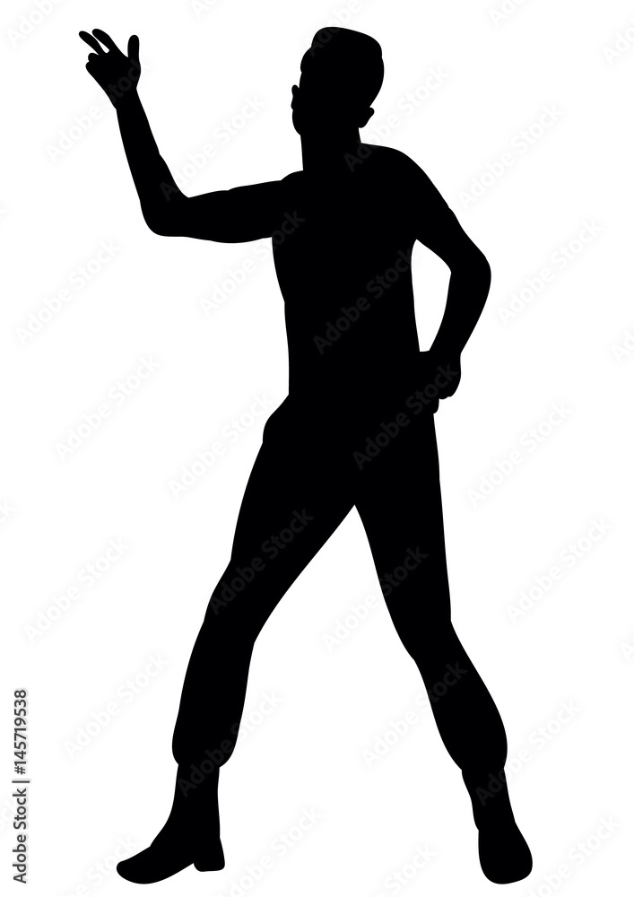 Silhouette of male dancer dancing vector