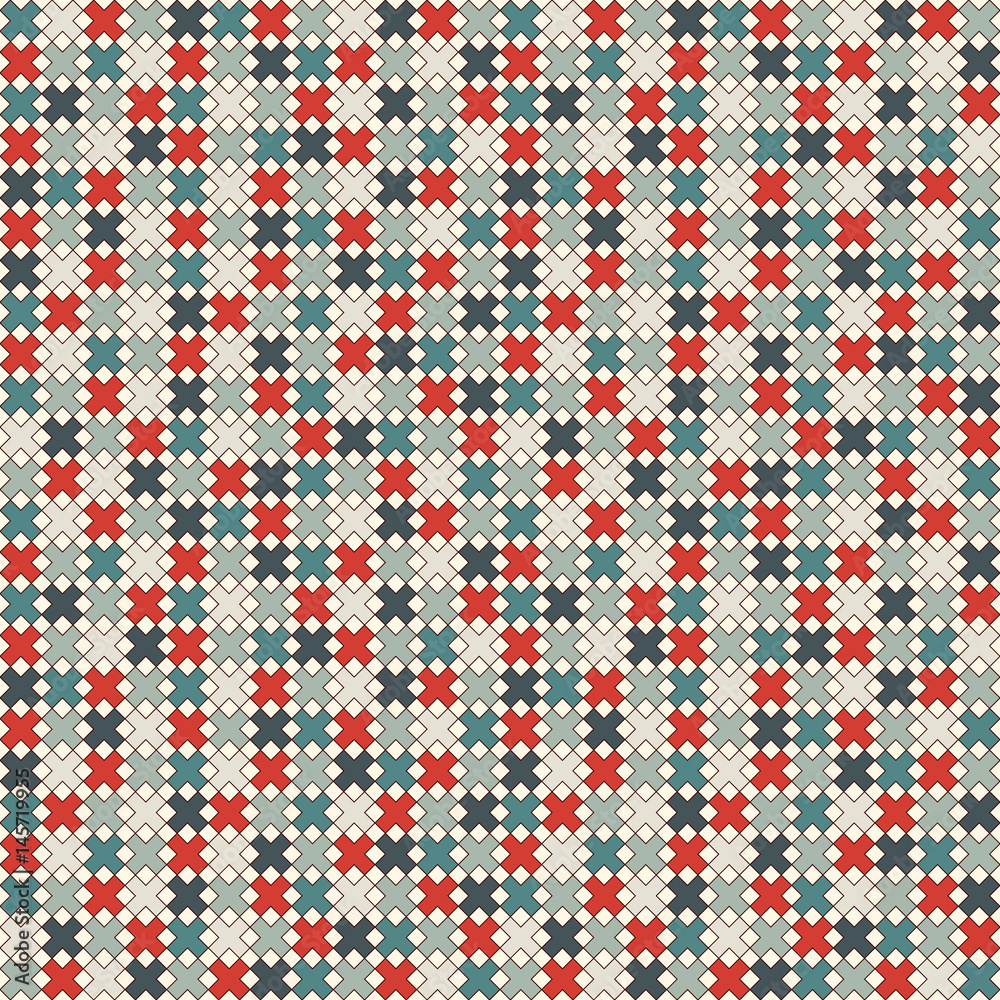 Simple modern print with crosses. Minimalist seamless surface pattern. Abstract background with geometric ornament.