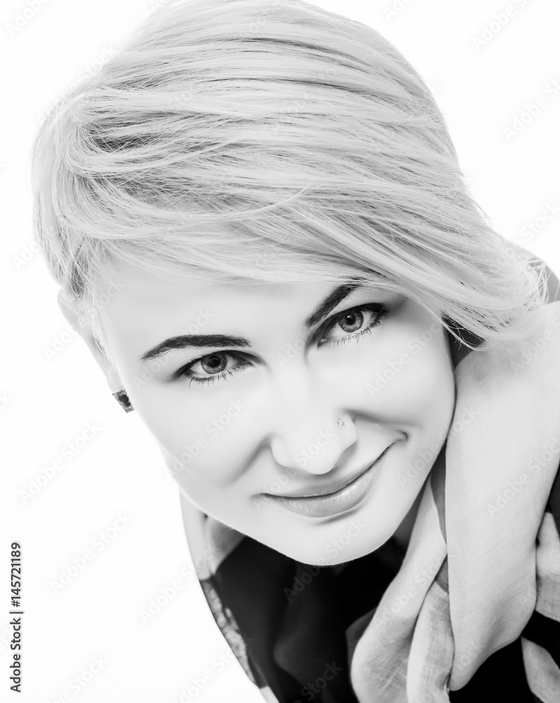 young blond woman portrait on white background young blond woman portrait on white background