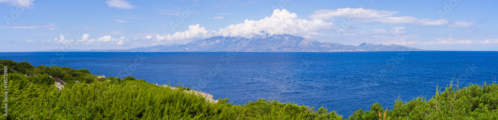 Seascape taken on Zakynthos with Cefalonia in the background, Greece