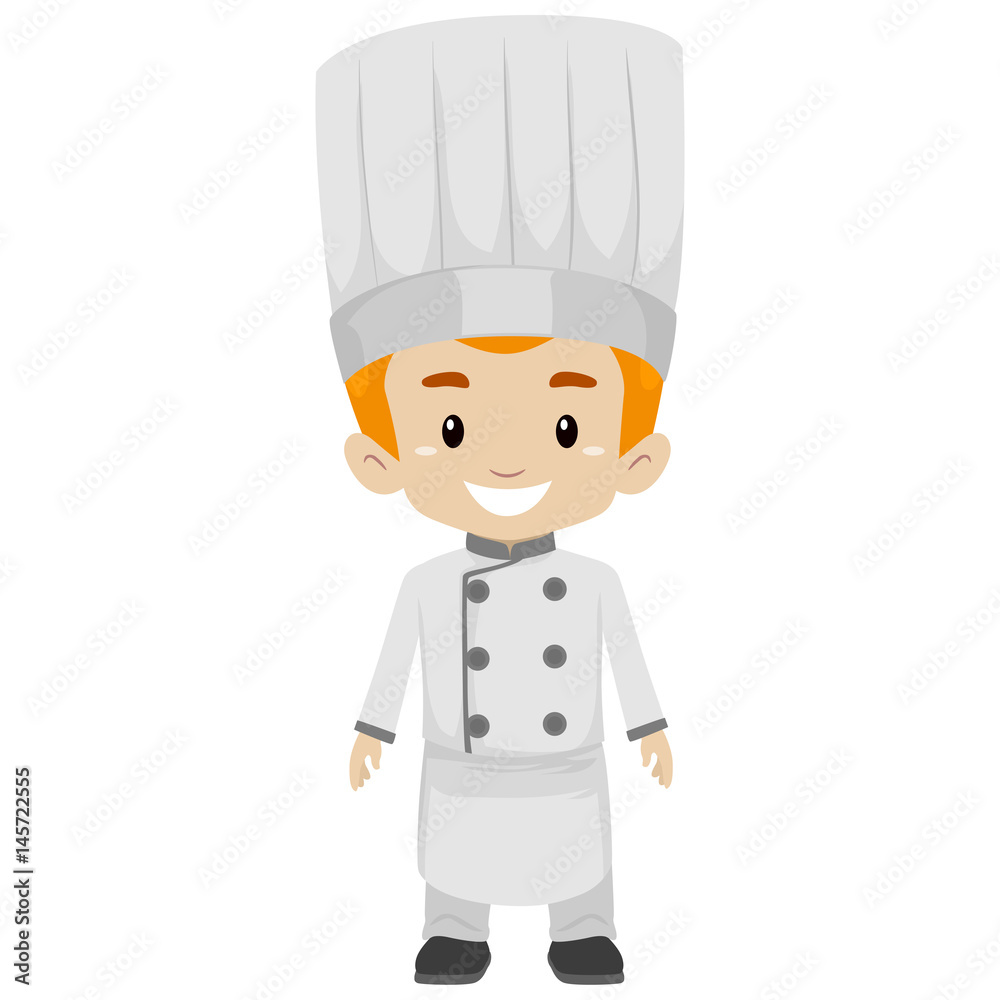 Vector Illustration of Boy wearing a Chef Uniform