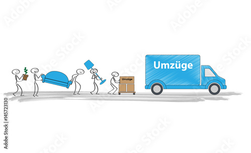 Umzug / Helfer / Vektor / Strichmännchen