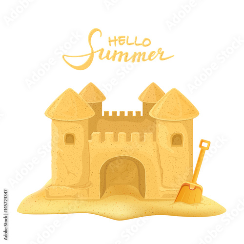 Sand castle and shovel