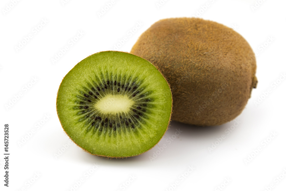 Two fresh kiwi fruits isolated on white background Two fresh kiwi fruits isolated on white background
