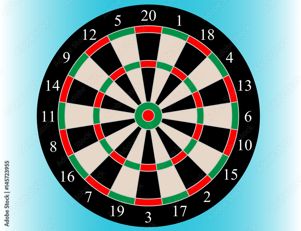 Vector dart board on blue background Vector dart board on blue background