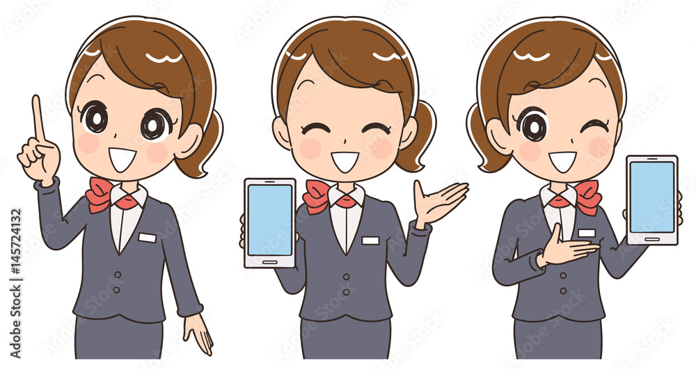スマホを持った女性スタッフのイラスト セット Stock Vector Adobe Stock スマホを持った女性スタッフのイラスト セット Stock Vector Adobe Stock