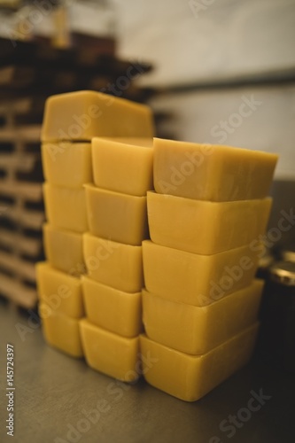 Beeswax bars in factory