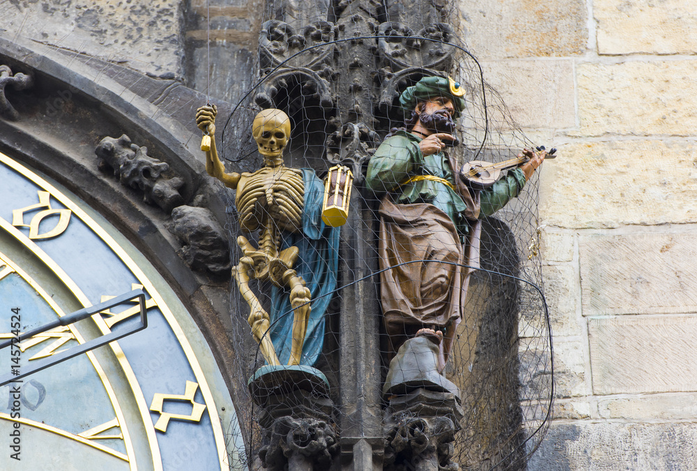 Skeleton is the main figure on Prague Astronomical Clock