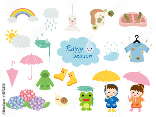 梅雨　イラストセット