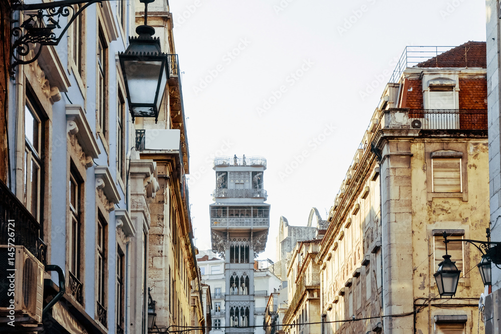 Obraz premium Beautiful street view of historic architectural in Lisbon, Portugal, Europe