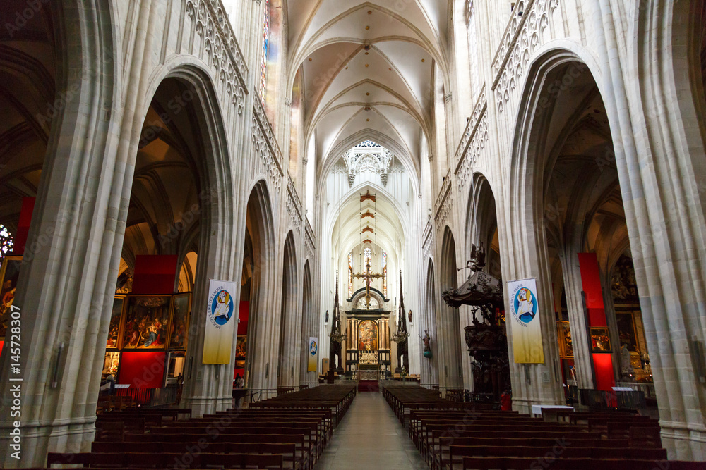 Interior of Cathedral of Our Lady in Antwerp