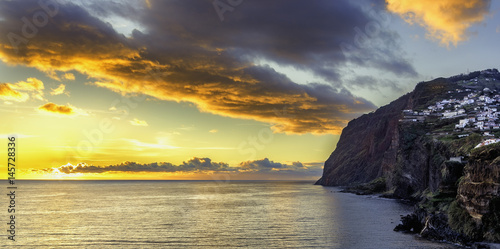 Beautiful panoramic sunset from C  mara de Lobos  Madeira  Portugal