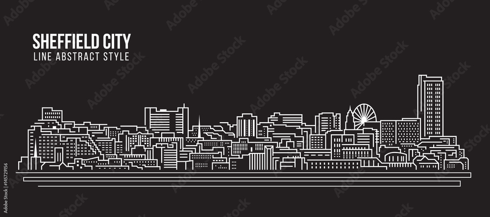 Cityscape Building Line art Vector Illustration design - Sheffield city