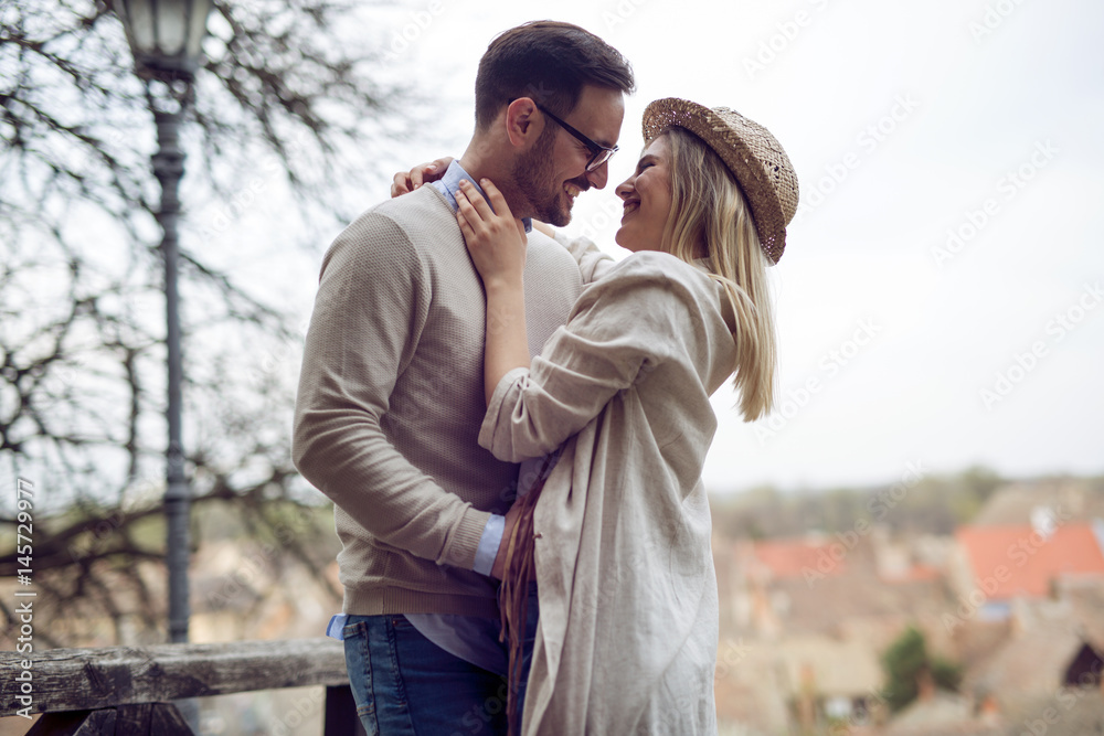 Happy couple in love hugging outdoor Happy couple in love hugging outdoor