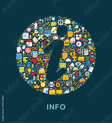 Business icons are grouped in "Info Mark" form