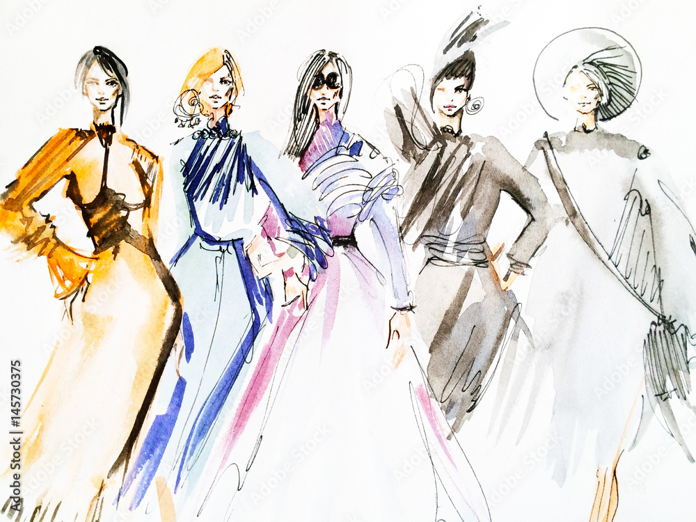 Watercolor fashion illustrations on Behance