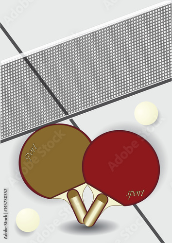 ping-pong racket mesh balls isolated on a light background art creative vector illustration