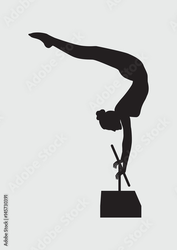 Sketch yoga girl gymnast doing handstand isolated on white background art creative modern vector element for design