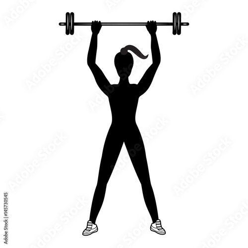 Sketch sportswoman picks up barbell isolated on white background art creative modern vector Element for design