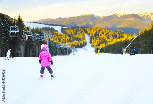 Children ski mountian activity