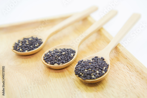 black sesame on spoon