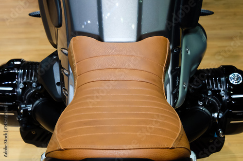 Leather seat vintage motorcycle photo