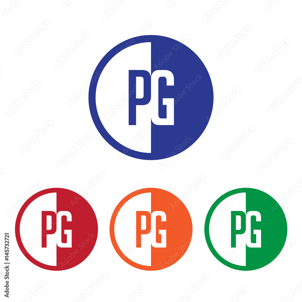 Fototapeta premium PG initial circle half logo blue,red,orange and green color