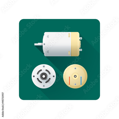 vector electric motor flat illustration. photo