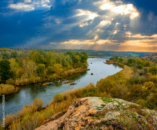 sunset over river