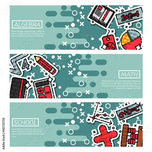 Set of Horizontal Banners about algebra