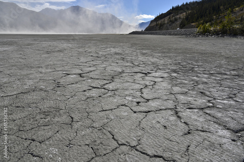 dust storm at the dry kluane lake in yukon territory