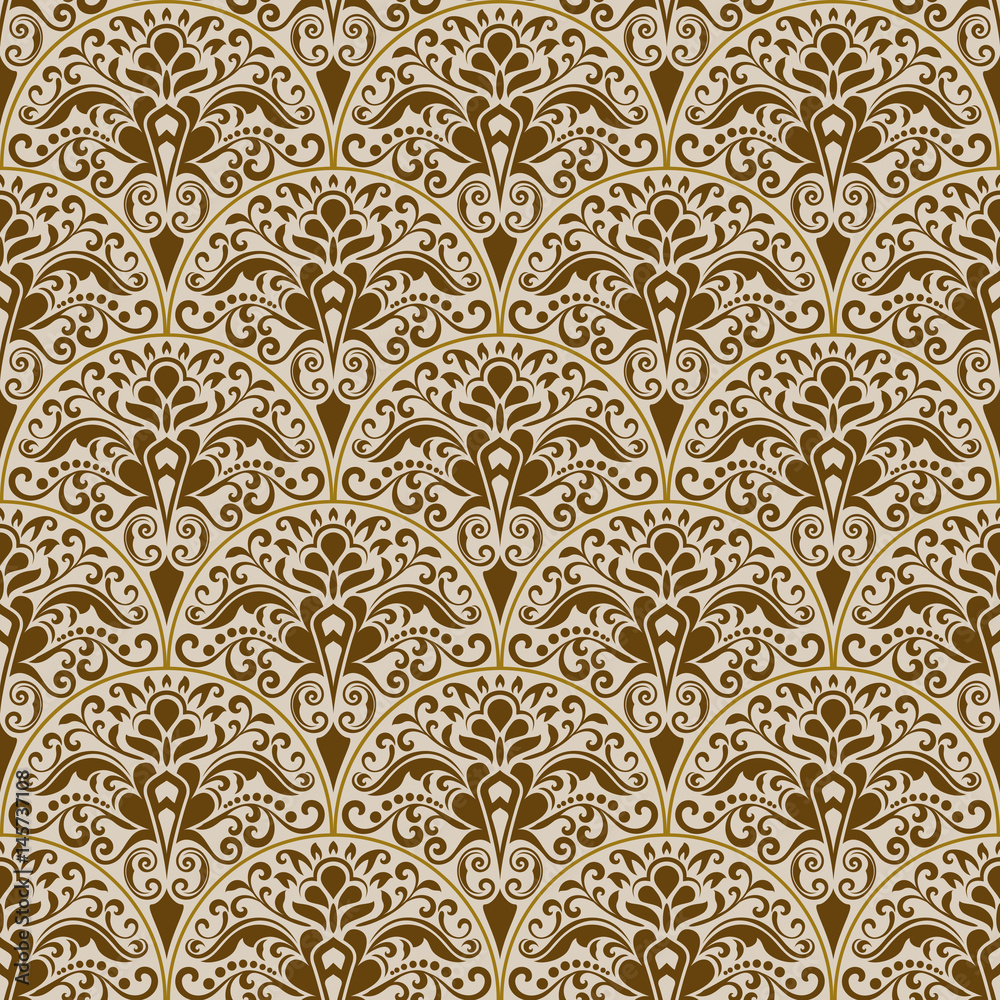 Fototapeta premium Seamless beige and brown floral background