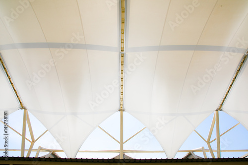 fabric tensile roof structure with skylight